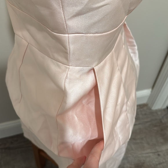 NWT!! ALFRED SUNG - V-NECK PLEATED SKIRT COCKTAIL DRESS WITH POCKETS - BLUSH - 4 - Picture 6 of 12